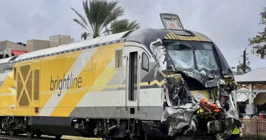 At least 15 injured after Brightline train crashes into fire truck in Florida