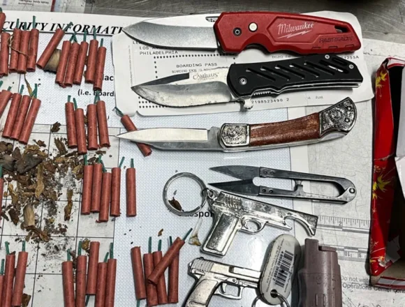 TSA finds ‘surprising number of prohibited items’ in woman’s bag, including 82 fireworks, 3 knives