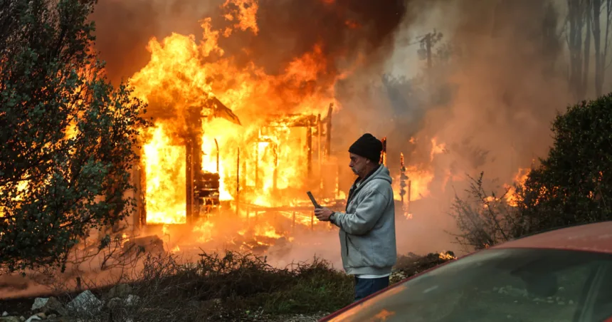 Families flee with prized possessions and minutes to spare