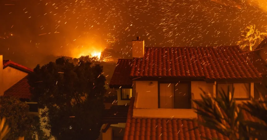 What makes the Santa Ana winds so destructive and how they increase the risk of wildfires