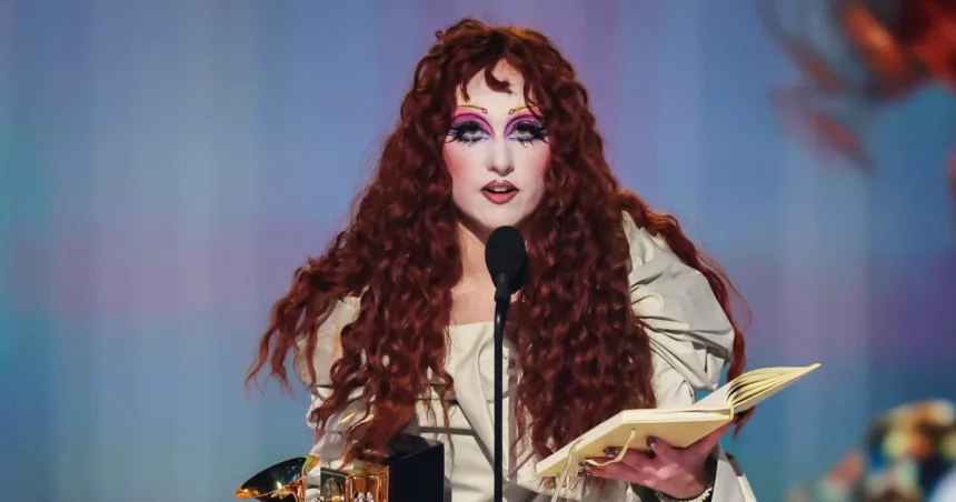 Chappell Roan celebrates win for best new artist by calling out record labels