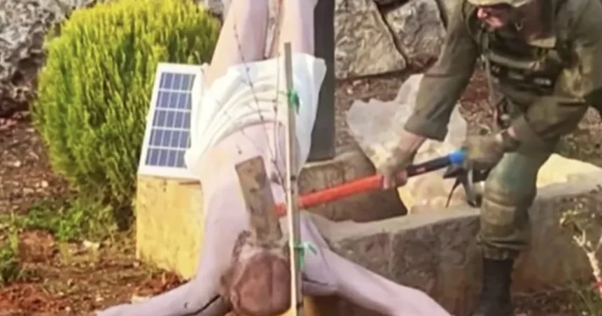 Outrage after Israeli soldier seen striking Jesus statue in Lebanon