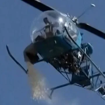 Helicopter drops marshmallows for Easter tradition