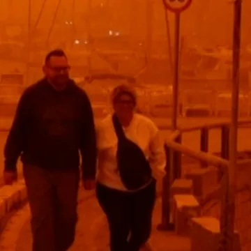 Greece’s Crete island covered by orange haze