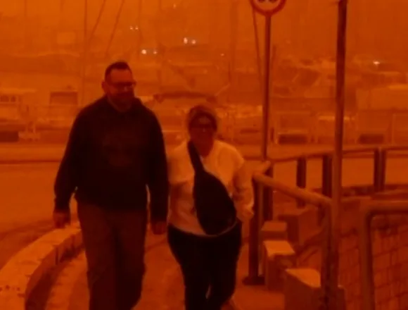 Greece’s Crete island covered by orange haze