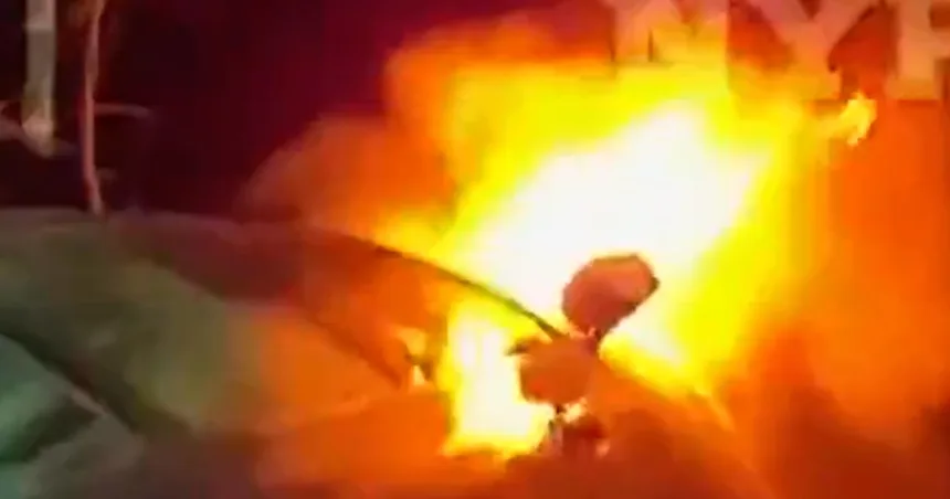 Three people rescued from a burning car in New York