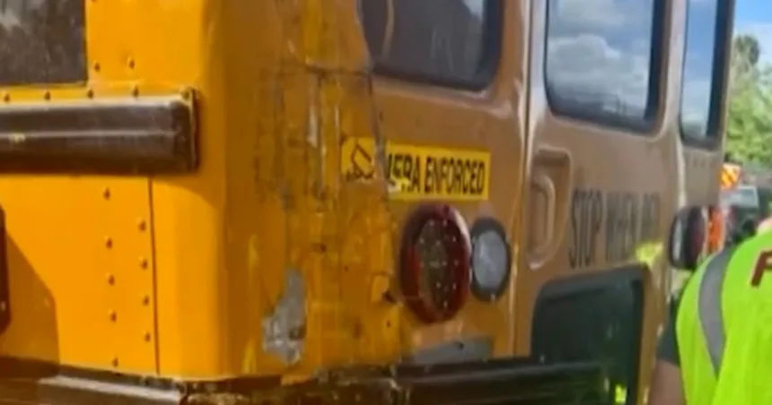 Train clips school bus full of kids in Florida