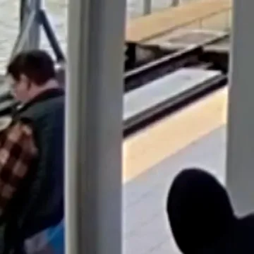 Suspect appears to push man into oncoming train path